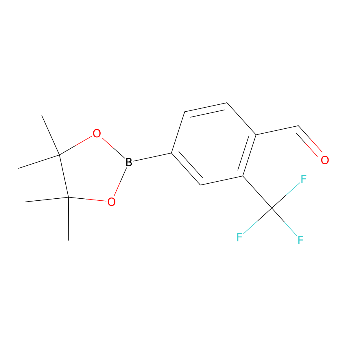 4-(4,4,5,5-Tetramethyl-1,3,2-dioxaborolan-2-yl)-2-(trifluoromethyl)benzaldehyde molecular structure, CAS 1351478-38-0