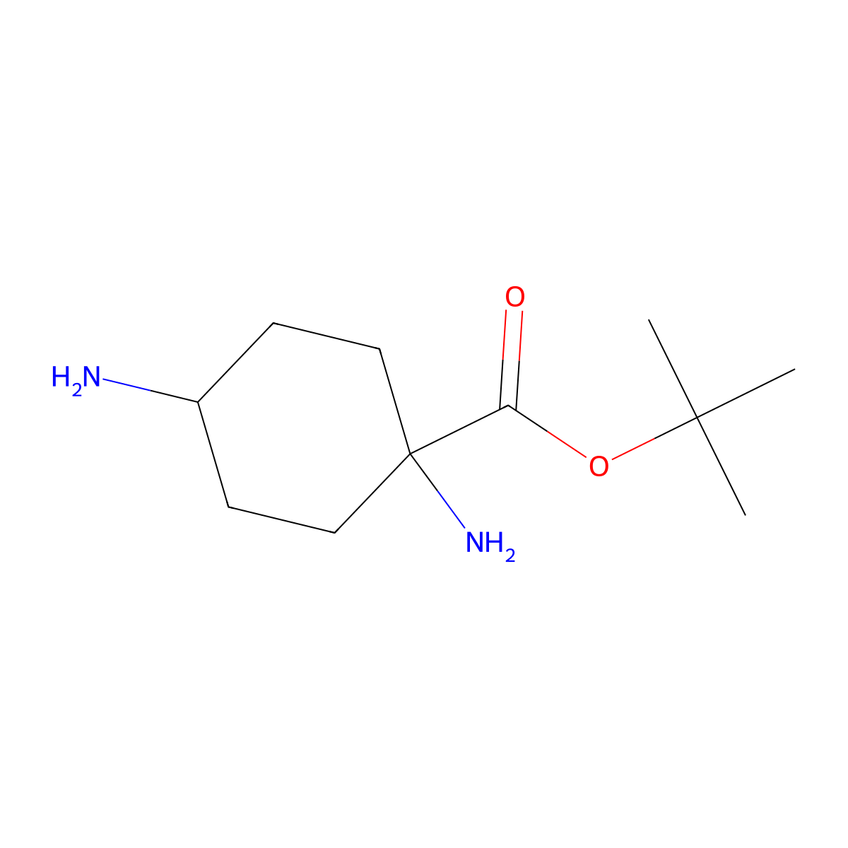 Tert-butyl 1,4-diaminocyclohexane-1-carboxylate molecular structure, CAS 1351479-08-7