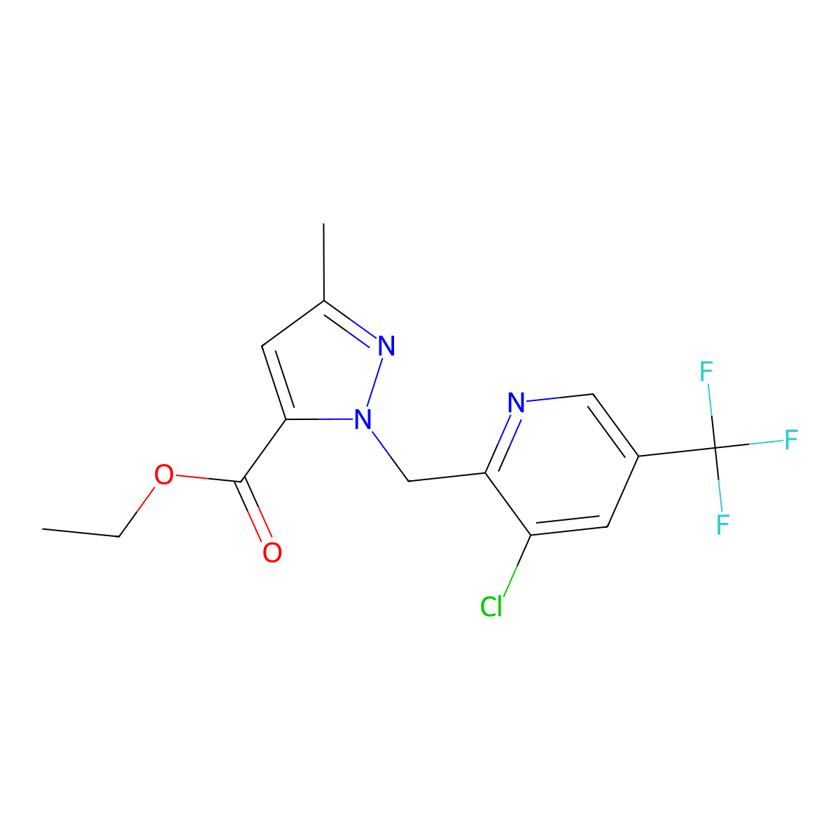 2-(3-Chloro-5-trifluoromethyl-pyridin-2-ylmethyl)-5-methyl-2H-pyrazole-3-carboxylic acid ethyl ester molecular structure, CAS 1351479-11-2