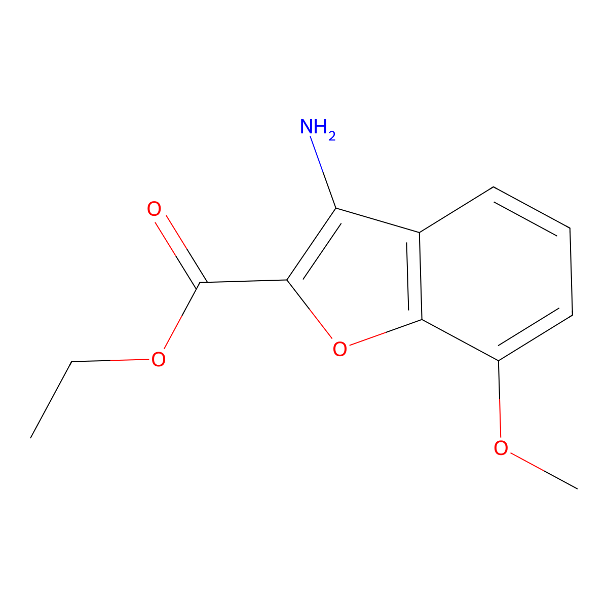 Ethyl 3-amino-7-methoxy-1-benzofuran-2-carboxylate molecular structure, CAS 1351479-14-5
