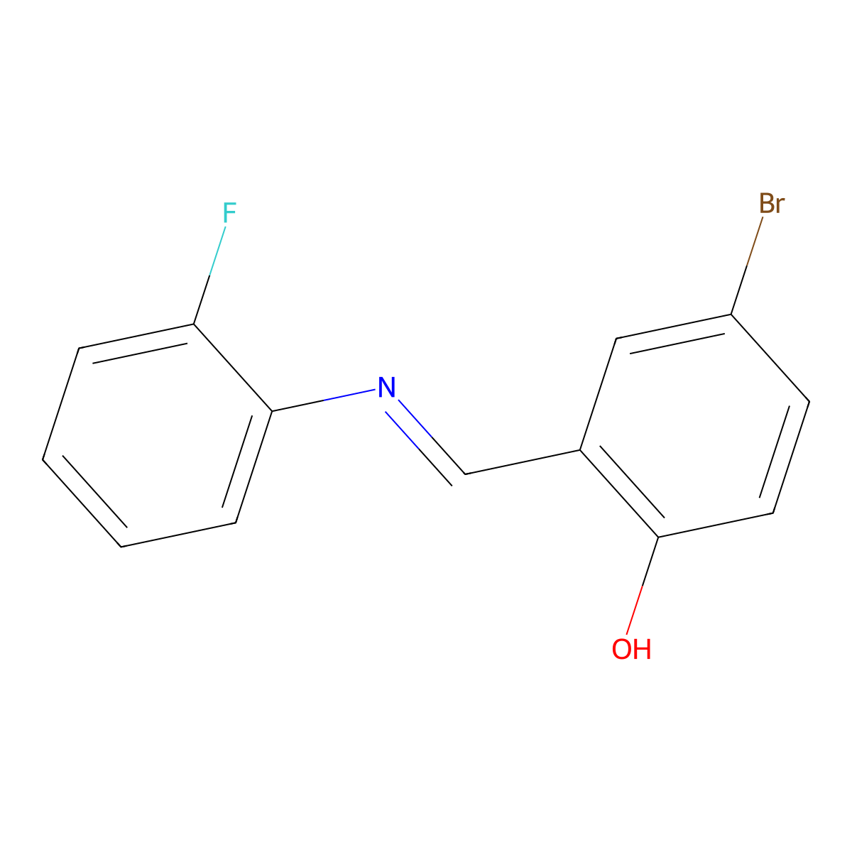 4-bromo-2-{(E)-[(2-fluorophenyl)imino]methyl}phenol molecular structure, CAS 1351481-69-0