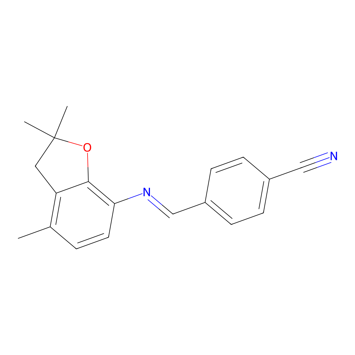 4-{[(2,2,4-Trimethyl-2,3-dihydro-1-benzofuran-7-yl)imino]methyl}benzenecarbonitrile molecular structure, CAS 1351483-99-2