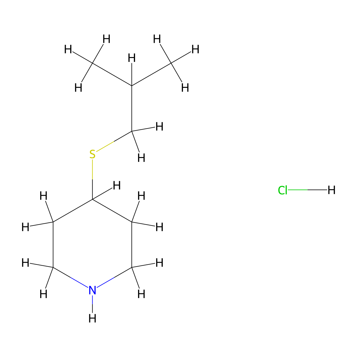 4-[(2-Methylpropyl)sulfanyl]piperidine hydrochloride molecular structure, CAS 1351499-31-4