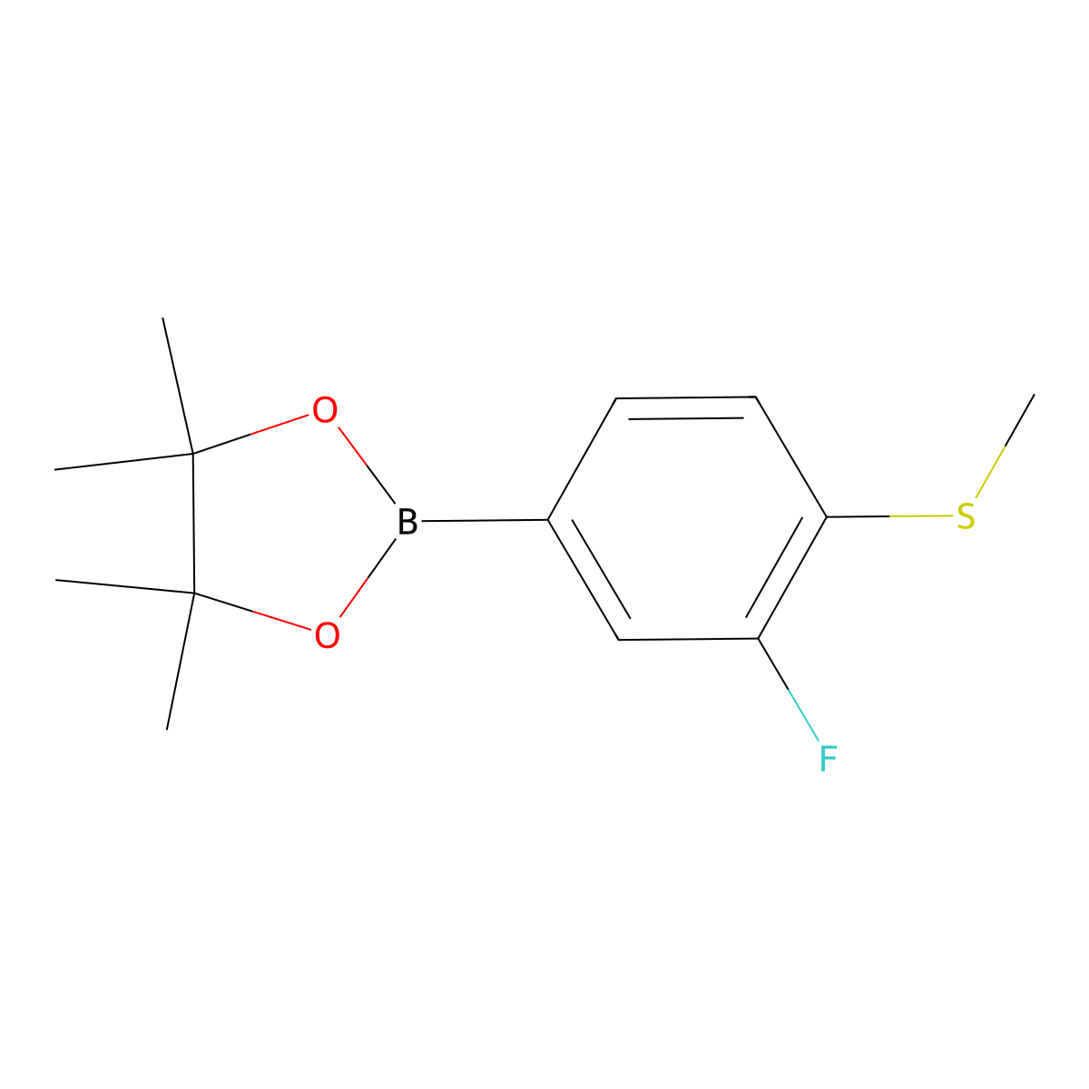 2-(3-Fluoro-4-(methylthio)phenyl)-4,4,5,5-tetramethyl-1,3,2-dioxaborolane molecular structure, CAS 1351499-74-5