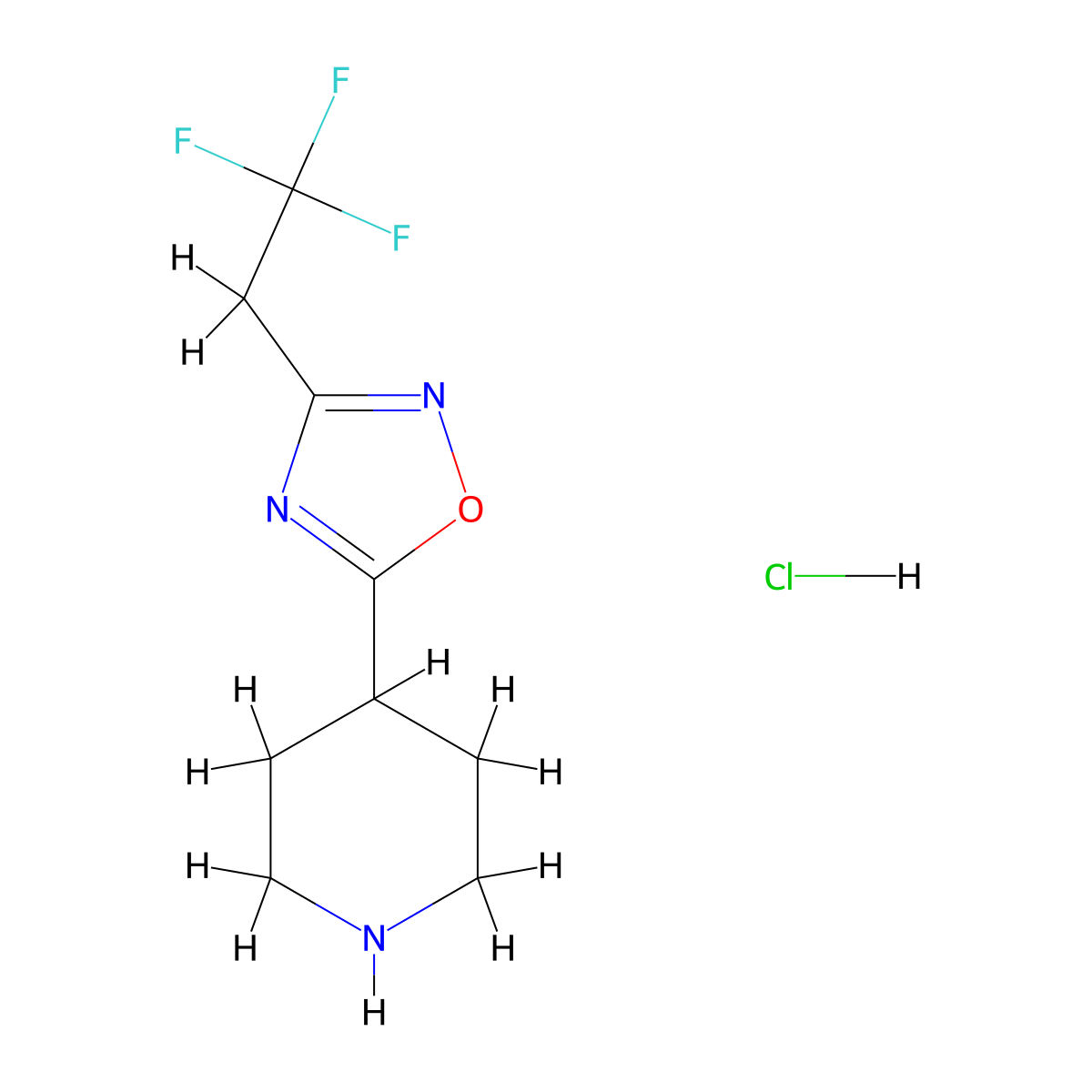 4-[3-(2,2,2-Trifluoroethyl)-1,2,4-oxadiazol-5-yl]piperidine hydrochloride molecular structure, CAS 1351499-79-0