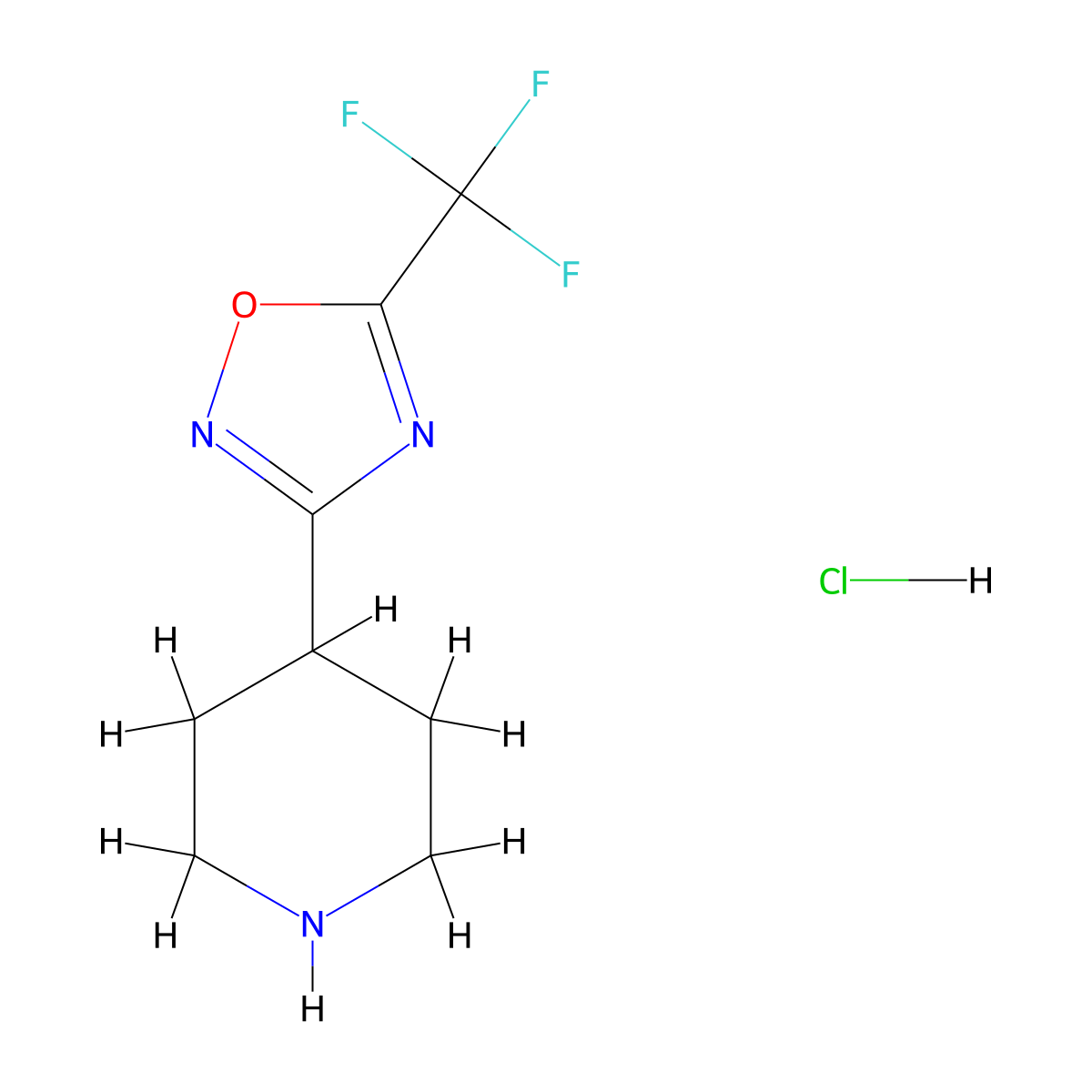 4-(5-(Trifluoromethyl)-1,2,4-oxadiazol-3-yl)piperidine hydrochloride molecular structure, CAS 1351499-82-5