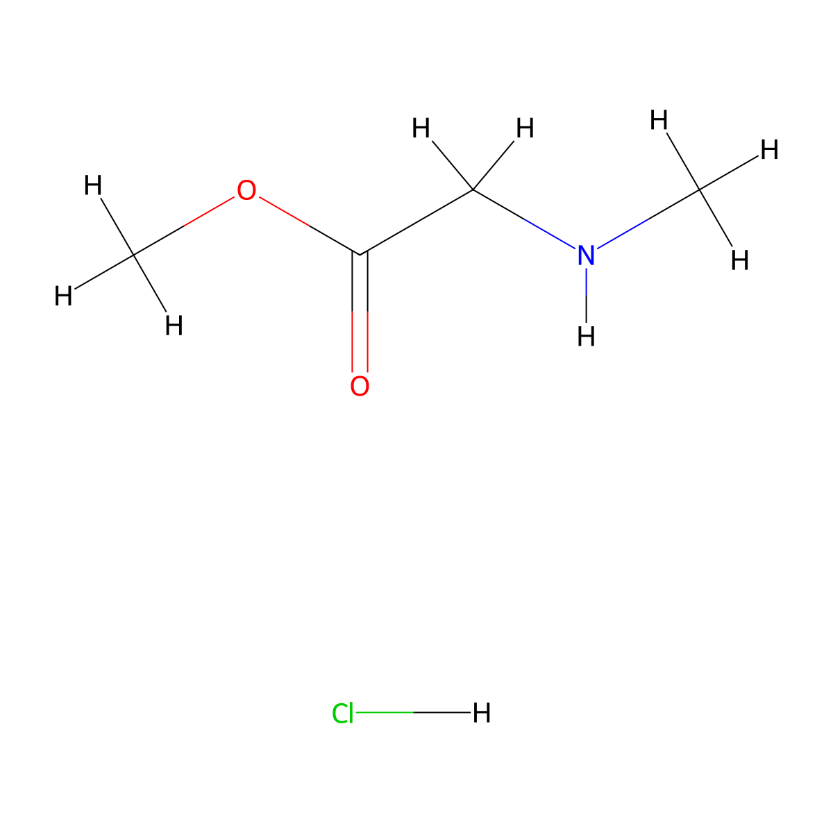 Glycine, N-methyl-, methyl ester, hydrochloride (1:1) molecular structure, CAS 13515-93-0