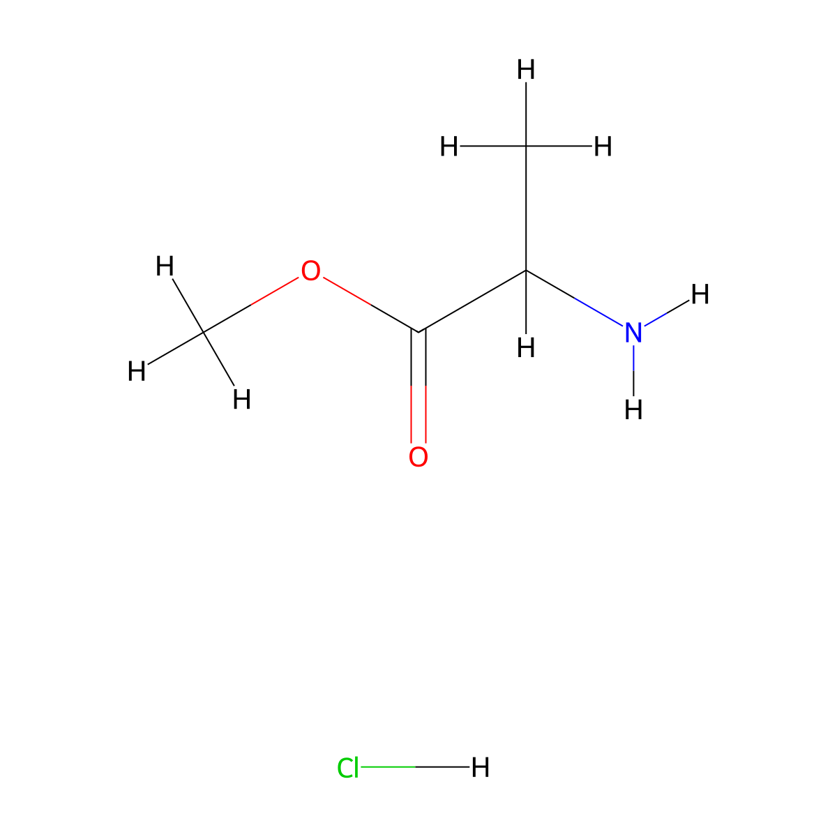 Alanine, methyl ester, hydrochloride (1:1) molecular structure, CAS 13515-97-4