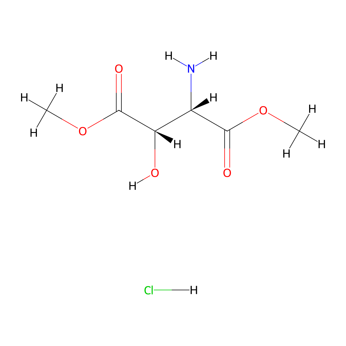 1,4-dimethyl (2S,3S)-2-amino-3-hydroxybutanedioate hydrochloride molecular structure, CAS 13515-98-5