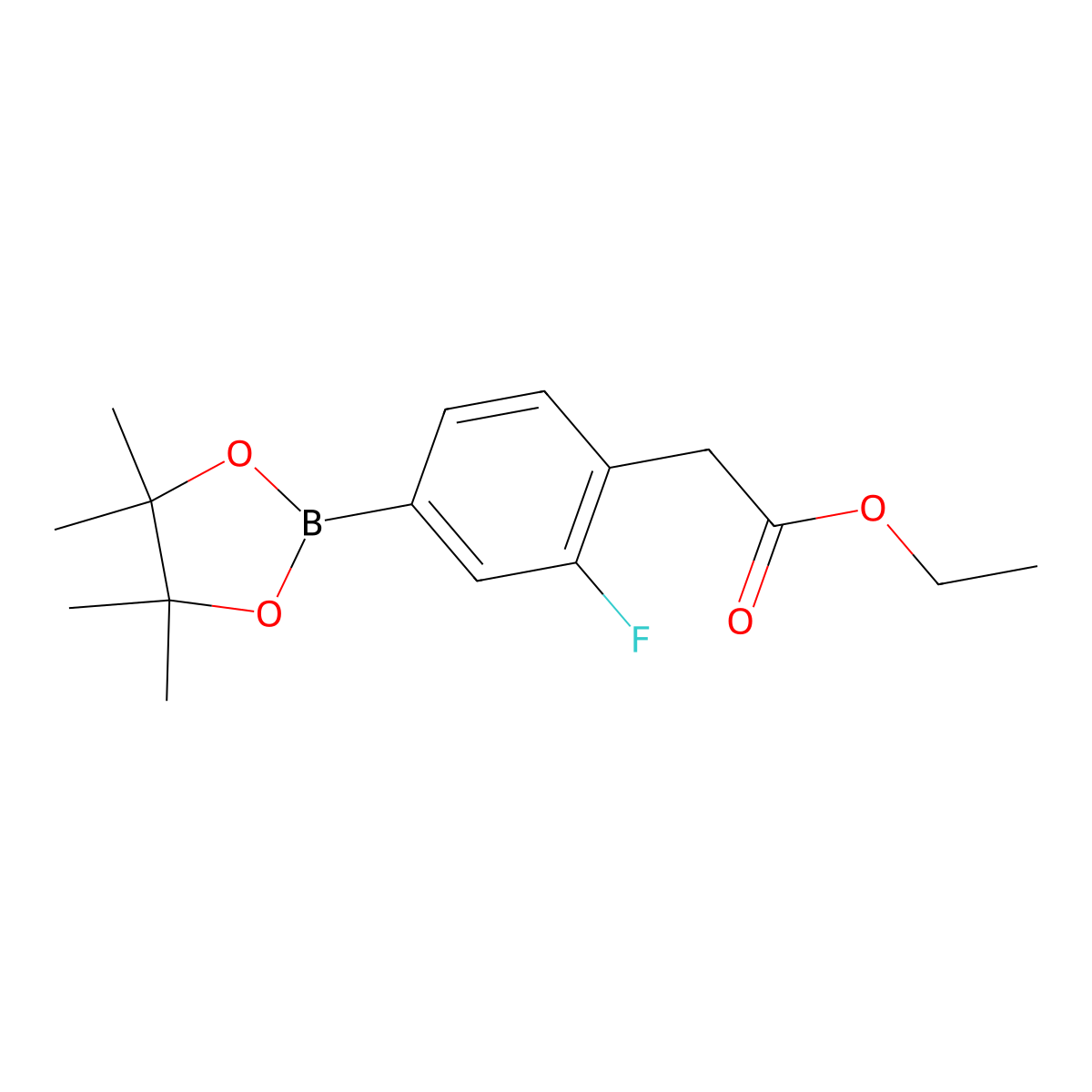 2-Fluoro-4-(4,4,5,5-tetramethyl-1,3,2-dioxaborolan-2-yl)-benzeneacetic acid, ethyl ester molecular structure, CAS 1351500-37-2