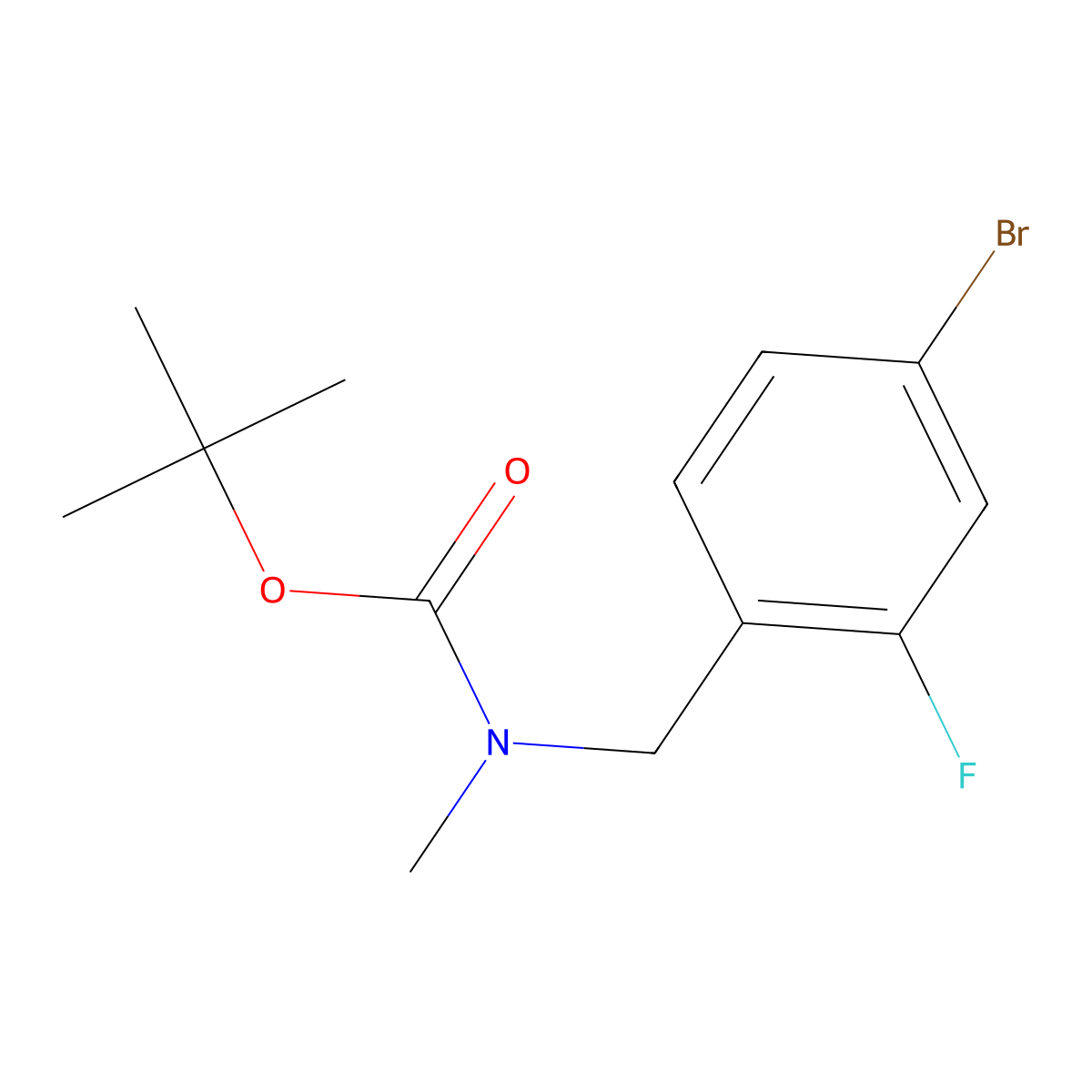 tert-butyl N-[(4-bromo-2-fluorophenyl)methyl]-N-methylcarbamate molecular structure, CAS 1351501-45-5