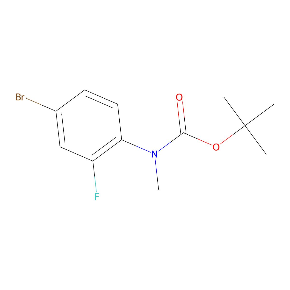 tert-butyl N-(4-bromo-2-fluorophenyl)-N-methylcarbamate molecular structure, CAS 1351502-28-7