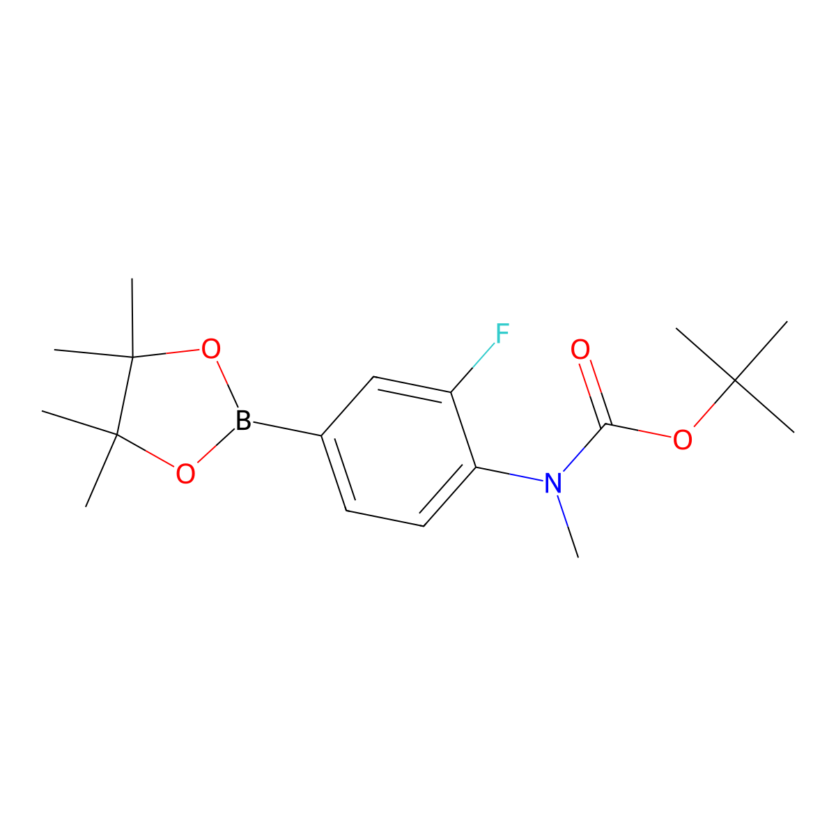 tert-Butyl (2-fluoro-4-(4,4,5,5-tetramethyl-1,3,2-dioxaborolan-2-yl)phenyl)(methyl)carbamate molecular structure, CAS 1351502-29-8