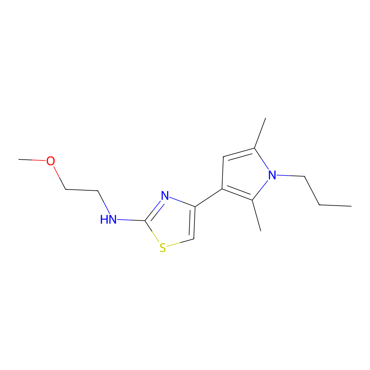 4-(2,5-dimethyl-1-propyl-1H-pyrrol-3-yl)-N-(2-methoxyethyl)-1,3-thiazol-2-amine molecular structure, CAS 1351527-35-9
