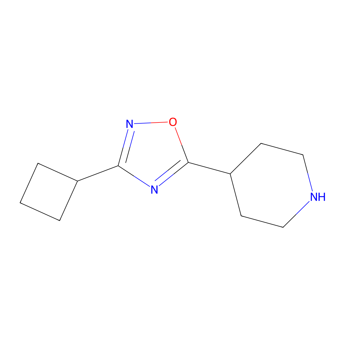 4-(3-Cyclobutyl-1,2,4-oxadiazol-5-yl)piperidine molecular structure, CAS 1351562-58-7