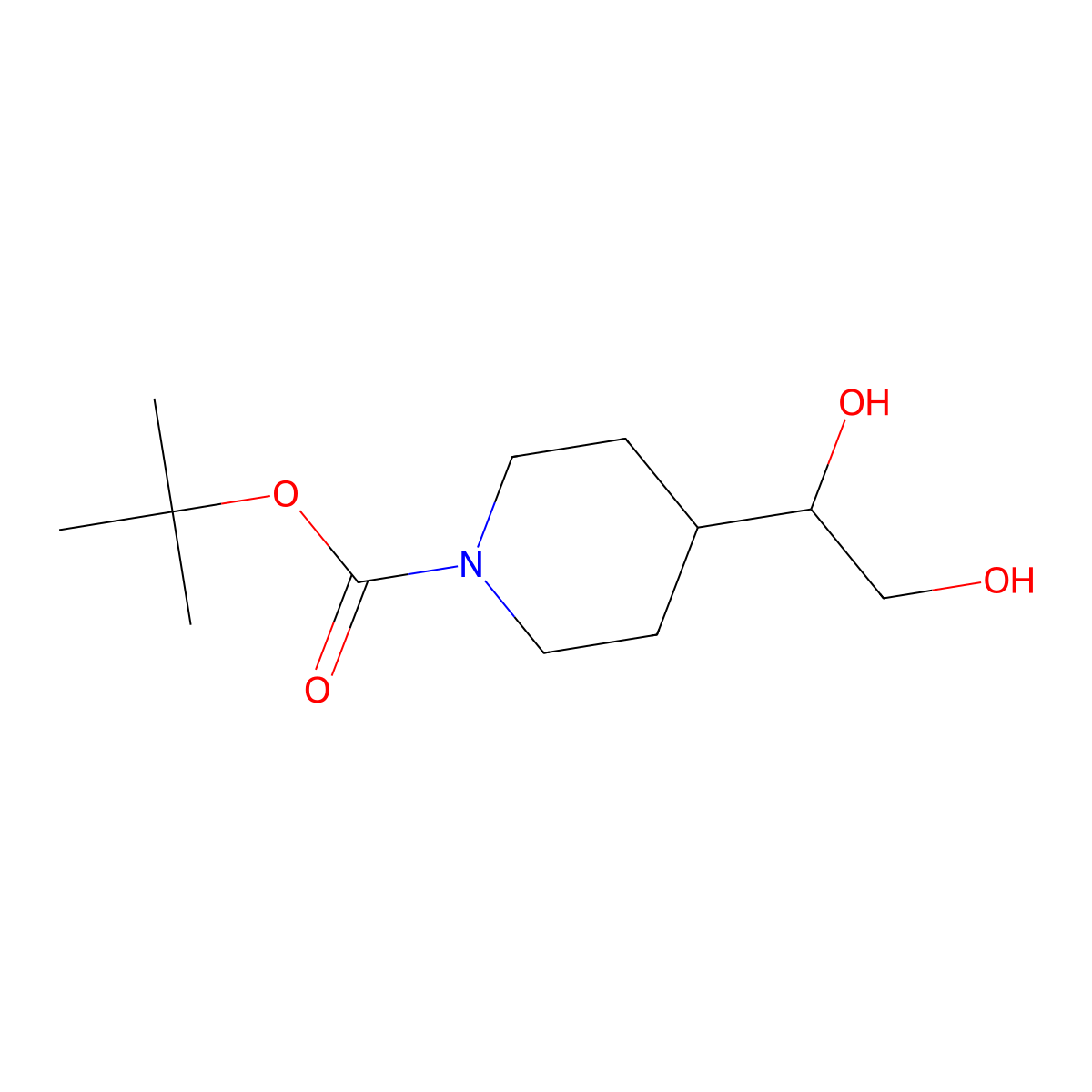 Tert-butyl 4-(1,2-dihydroxyethyl)piperidine-1-carboxylate molecular structure, CAS 1351569-70-4