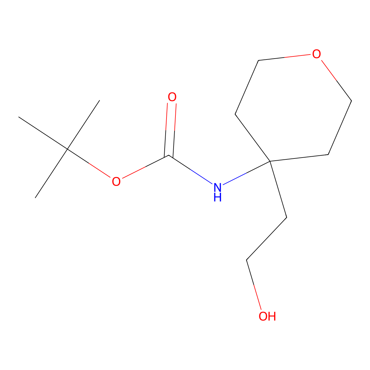 [4-(2-hydroxyethyl)tetrahydro-2H-pyran-4-yl]carbamic acid tert-butyl ester molecular structure, CAS 1351570-12-1