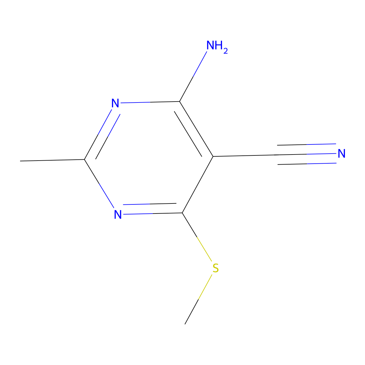 4-Amino-2-methyl-6-(methylsulfanyl)pyrimidine-5-carbonitrile molecular structure, CAS 135158-59-7