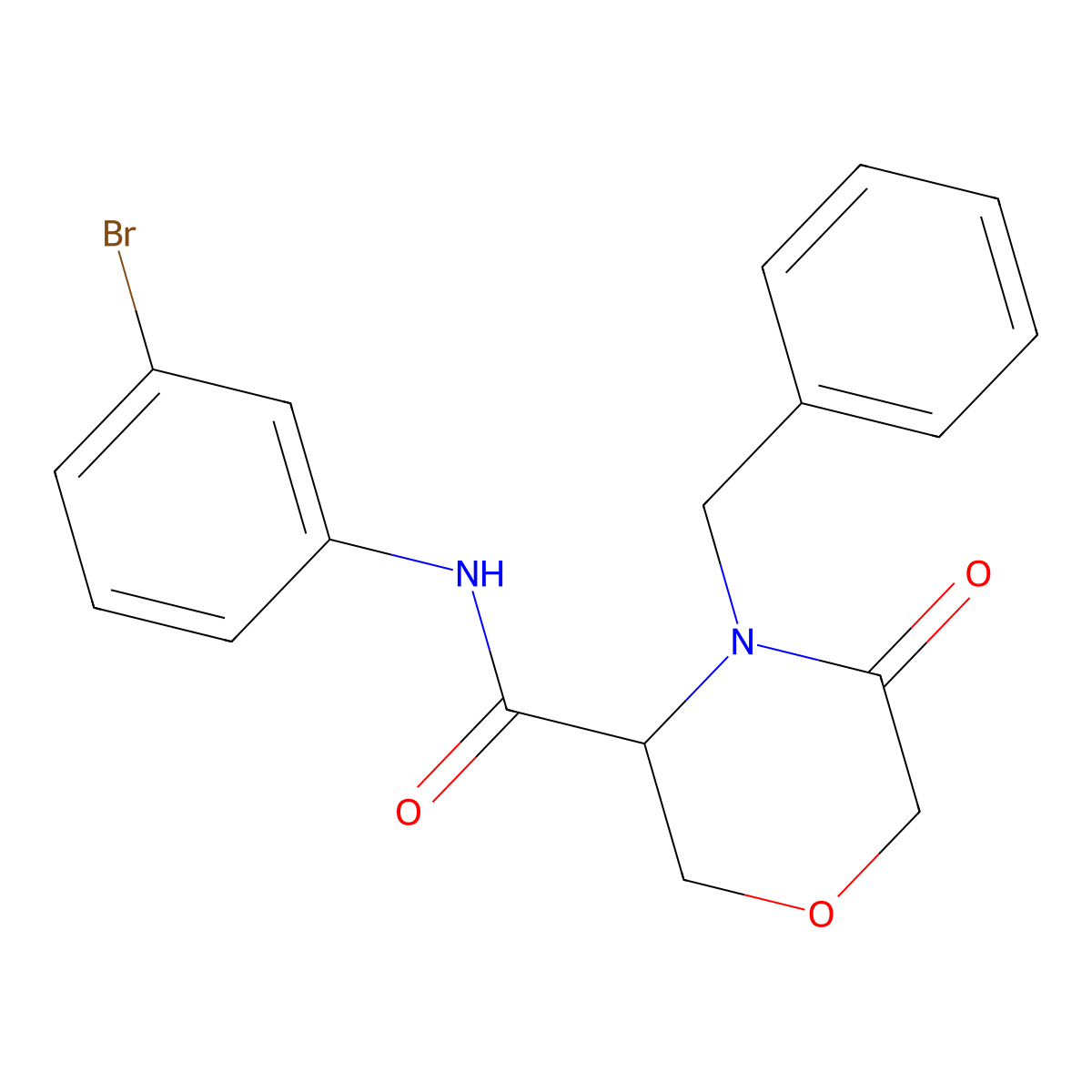 4-benzyl-N-(3-bromophenyl)-5-oxomorpholine-3-carboxamide molecular structure, CAS 1351581-20-8