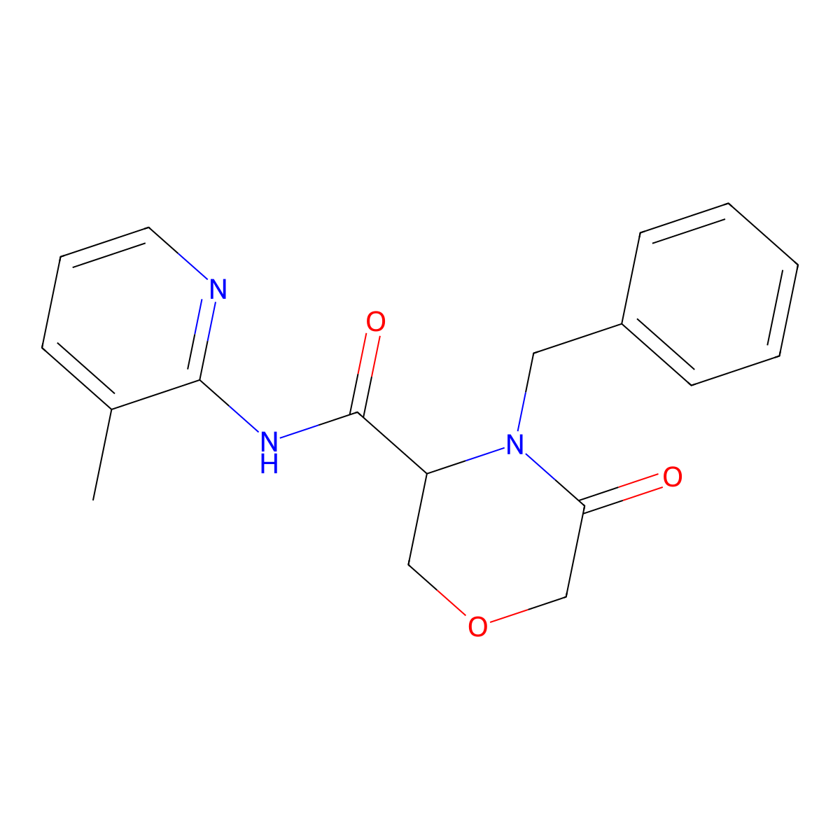 4-benzyl-N-(3-methylpyridin-2-yl)-5-oxomorpholine-3-carboxamide molecular structure, CAS 1351581-33-3
