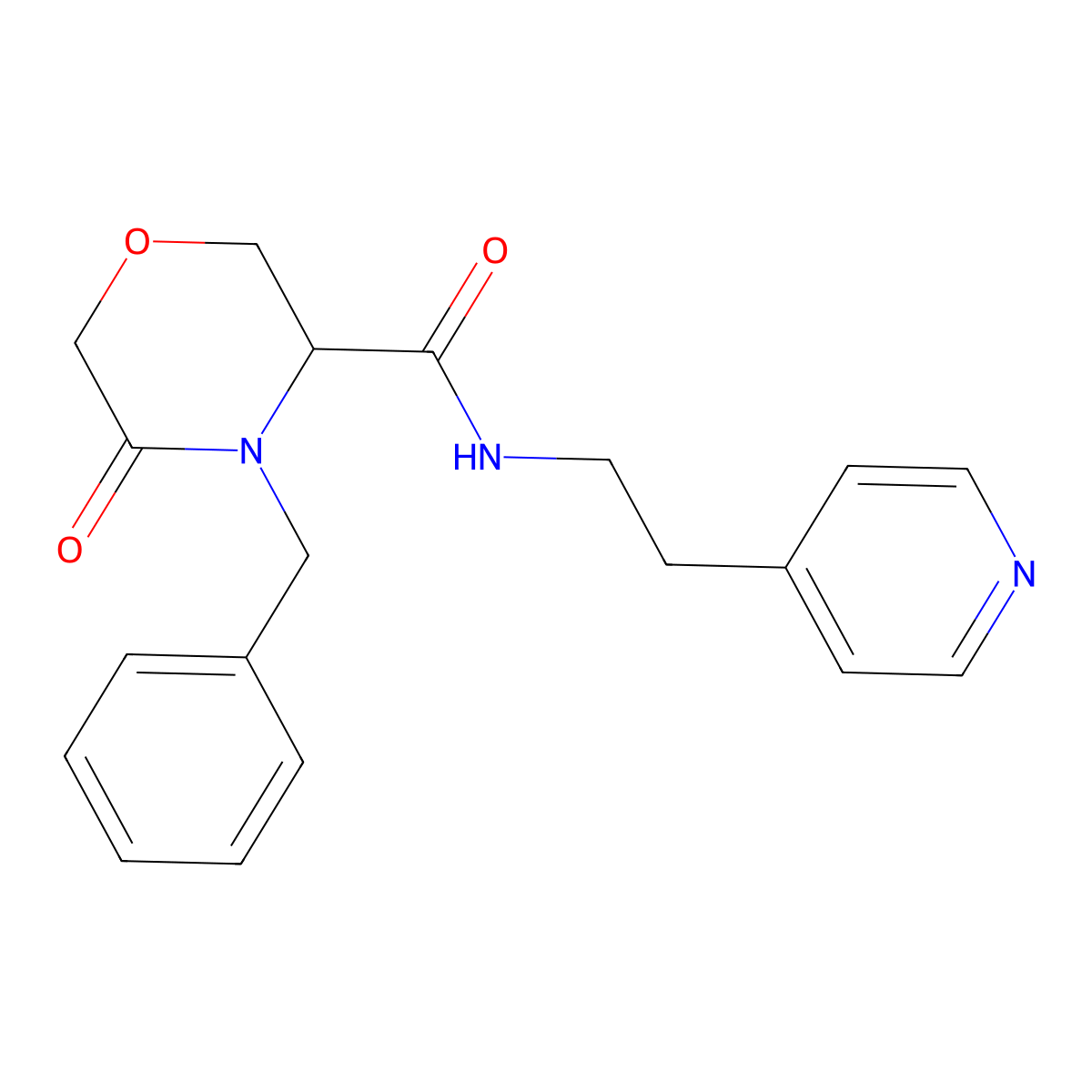 4-benzyl-5-oxo-N-[2-(pyridin-4-yl)ethyl]morpholine-3-carboxamide molecular structure, CAS 1351581-35-5