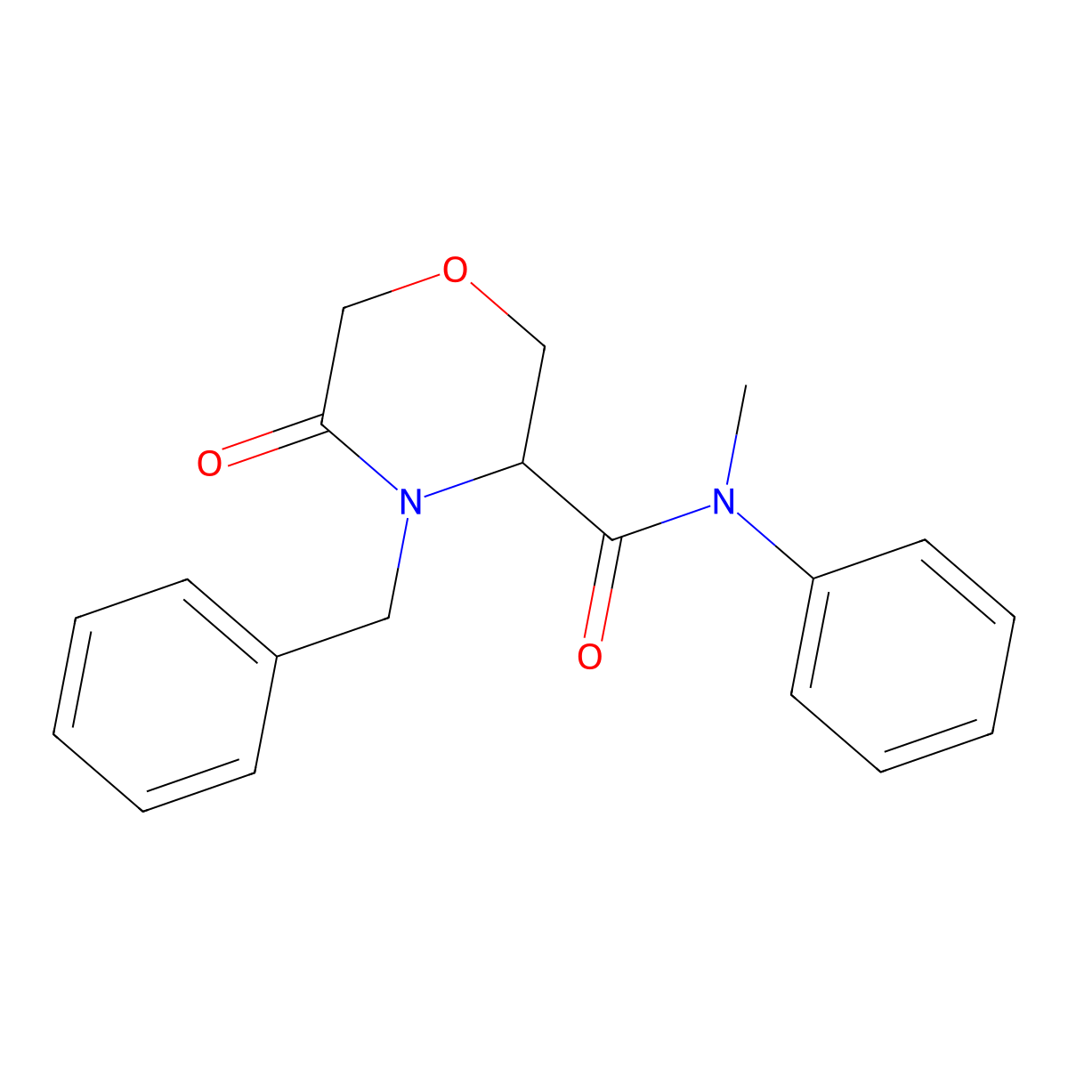 4-benzyl-N-methyl-5-oxo-N-phenylmorpholine-3-carboxamide molecular structure, CAS 1351581-40-2