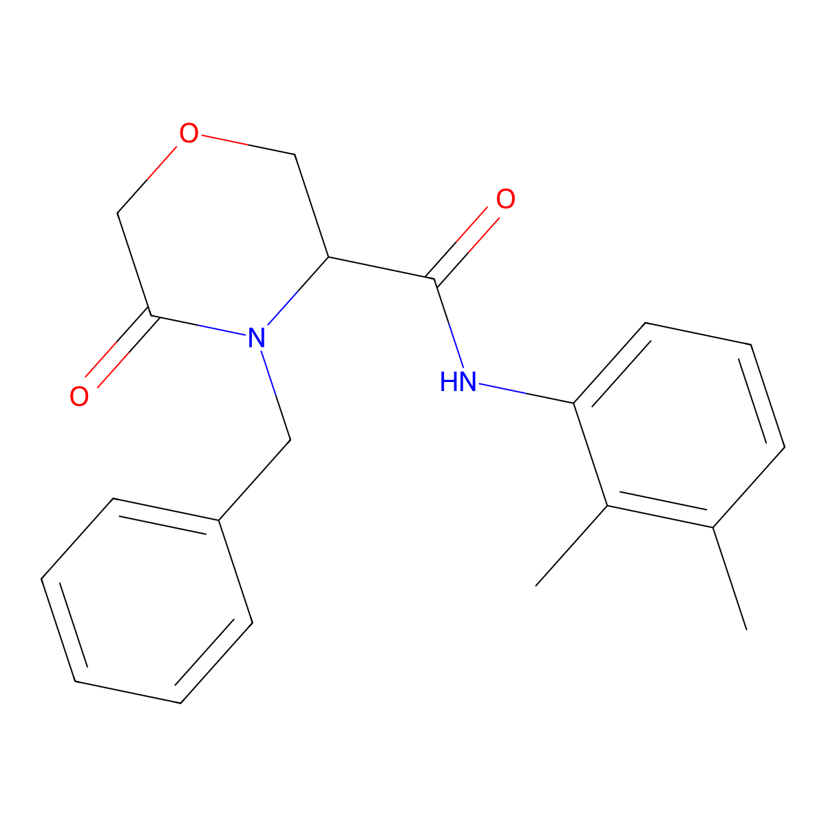 4-benzyl-N-(2,3-dimethylphenyl)-5-oxomorpholine-3-carboxamide molecular structure, CAS 1351581-41-3