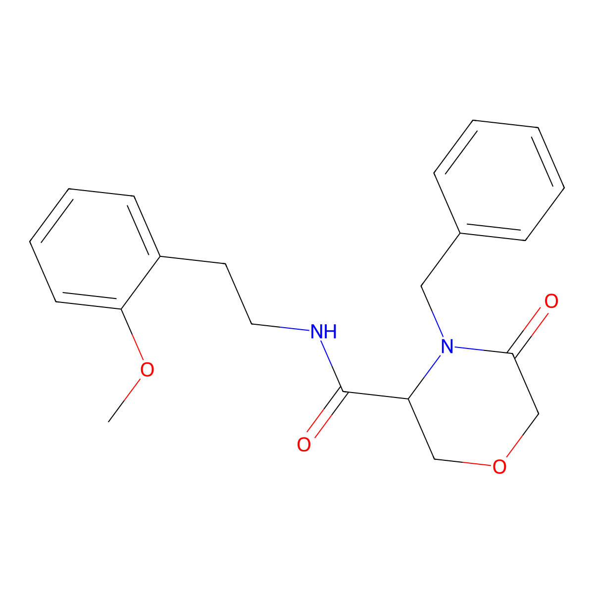 4-benzyl-N-(2-methoxyphenethyl)-5-oxomorpholine-3-carboxamide molecular structure, CAS 1351581-49-1