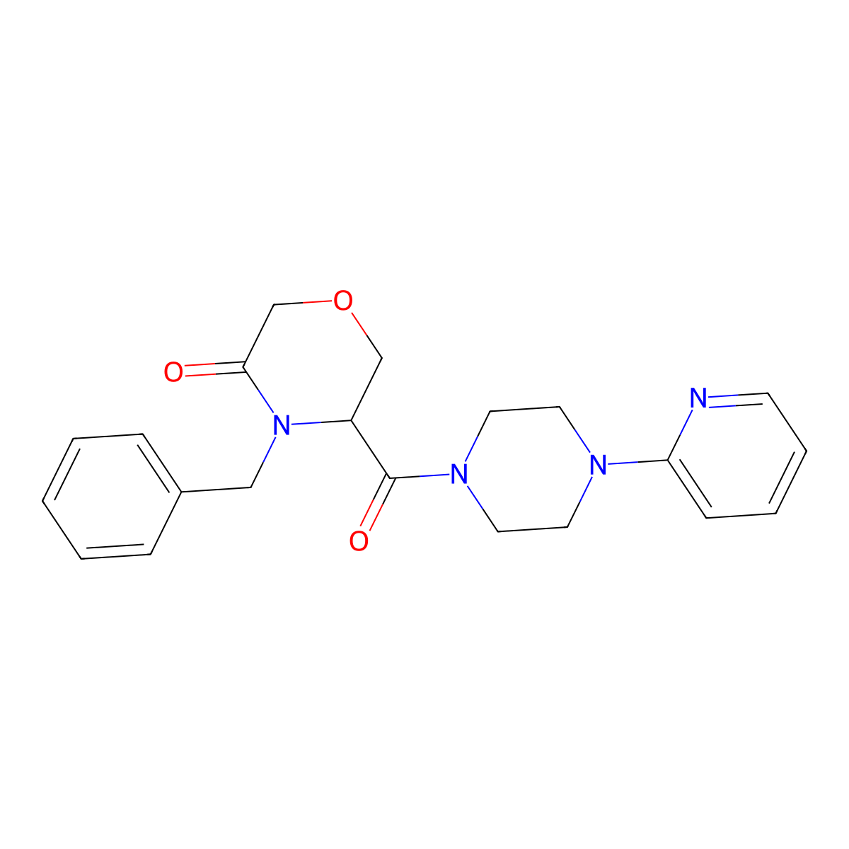 4-Benzyl-5-[4-(pyridin-2-yl)piperazine-1-carbonyl]morpholin-3-one molecular structure, CAS 1351581-53-7
