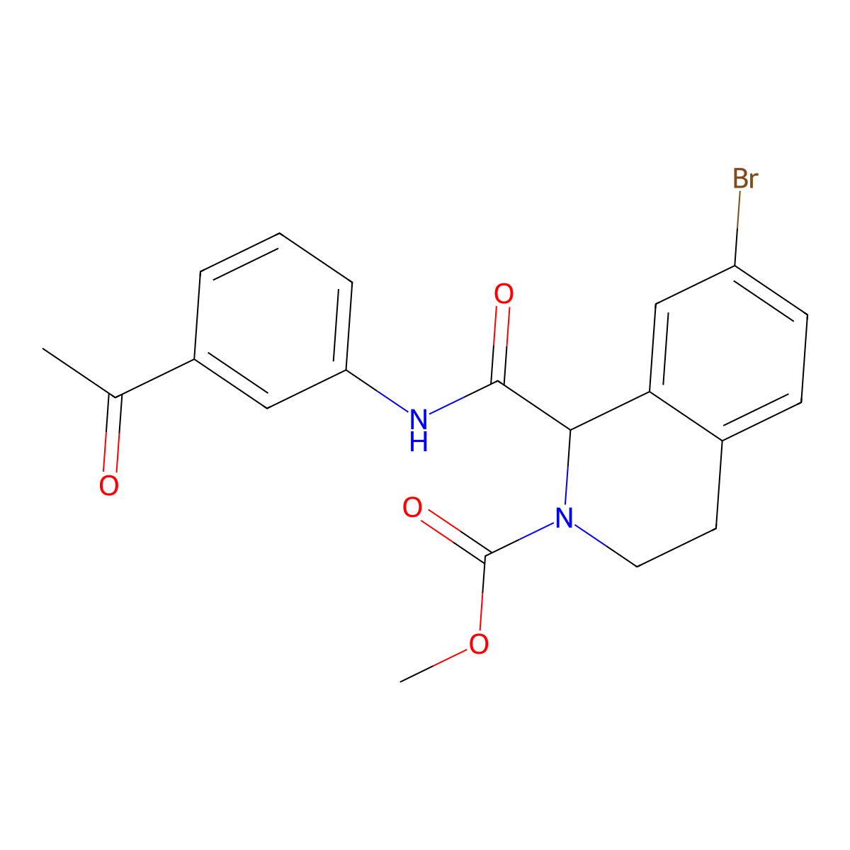 methyl 1-((3-acetylphenyl)carbamoyl)-7-bromo-3,4-dihydroisoquinoline-2(1H)-carboxylate molecular structure, CAS 1351581-55-9