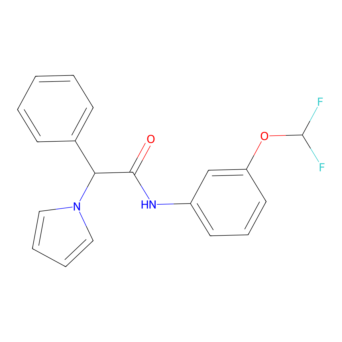 N-(3-(difluoromethoxy)phenyl)-2-phenyl-2-(1H-pyrrol-1-yl)acetamide molecular structure, CAS 1351581-69-5