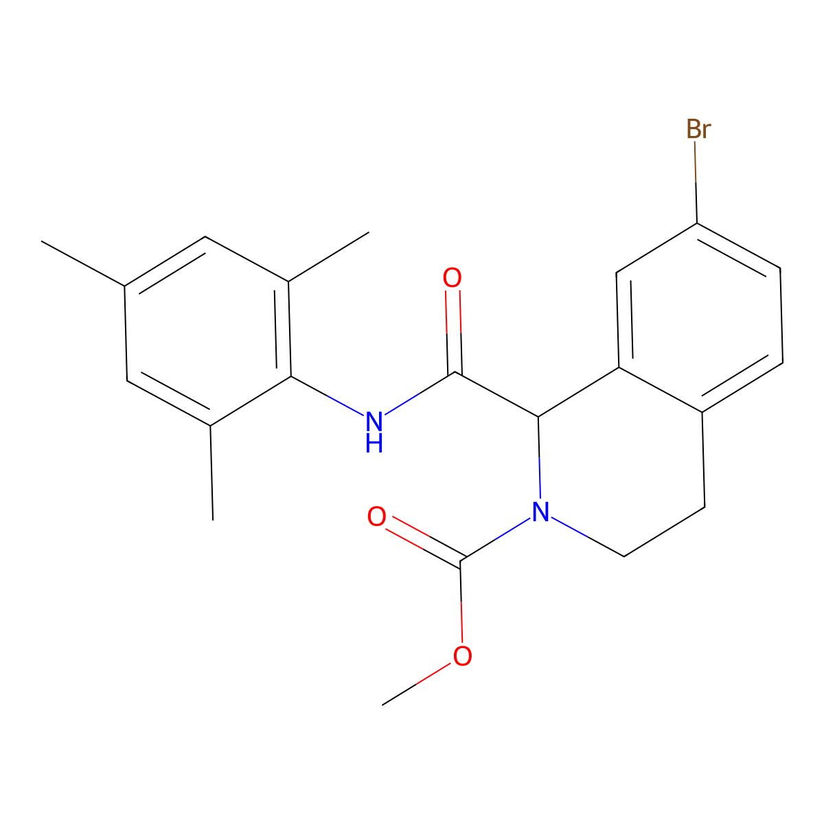methyl 7-bromo-1-(mesitylcarbamoyl)-3,4-dihydroisoquinoline-2(1H)-carboxylate molecular structure, CAS 1351581-73-1