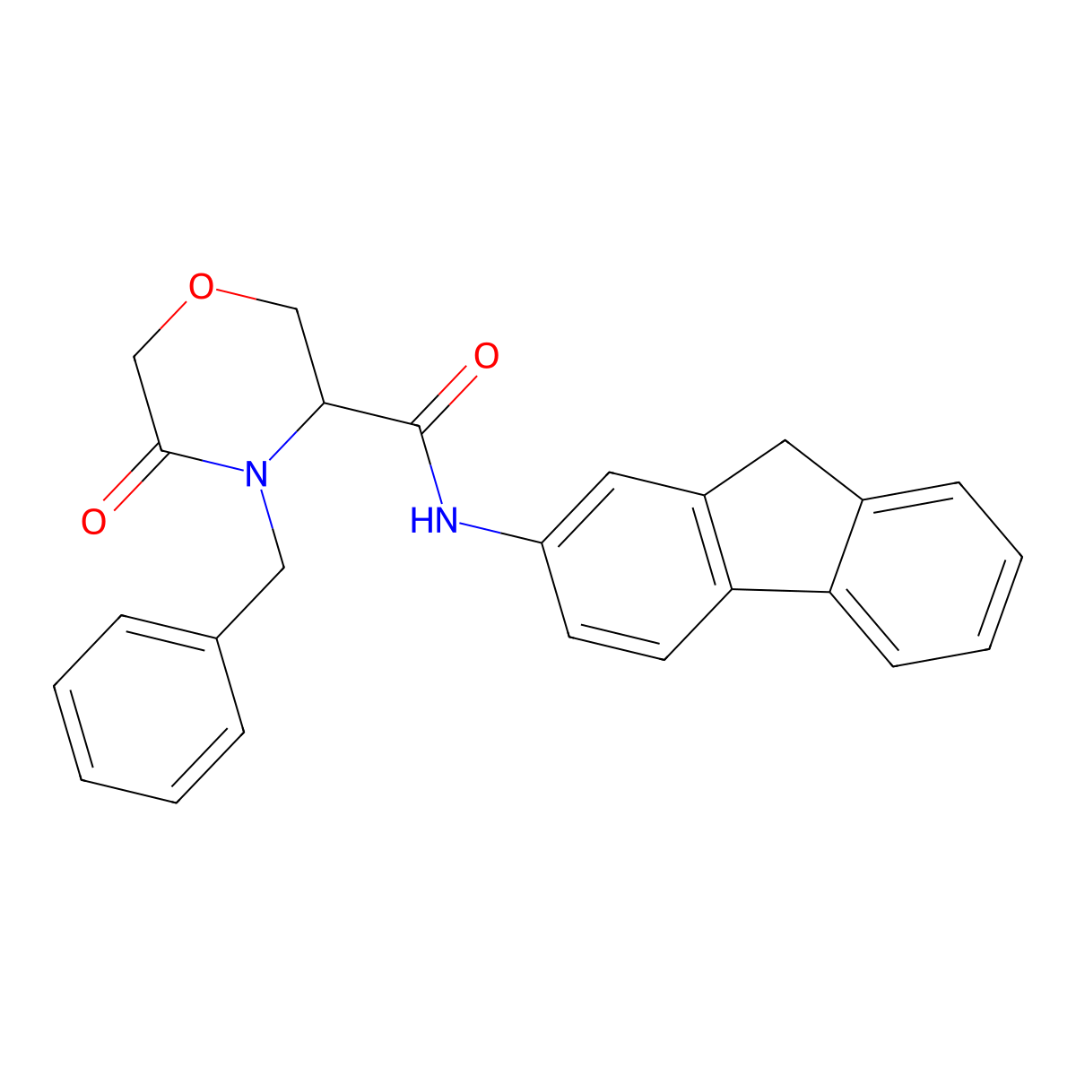 4-benzyl-N-(9H-fluoren-2-yl)-5-oxomorpholine-3-carboxamide molecular structure, CAS 1351581-80-0