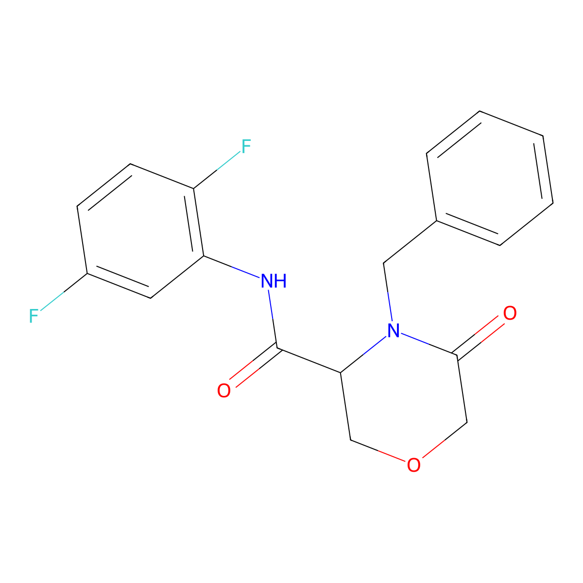 4-benzyl-N-(2,5-difluorophenyl)-5-oxomorpholine-3-carboxamide molecular structure, CAS 1351581-91-3
