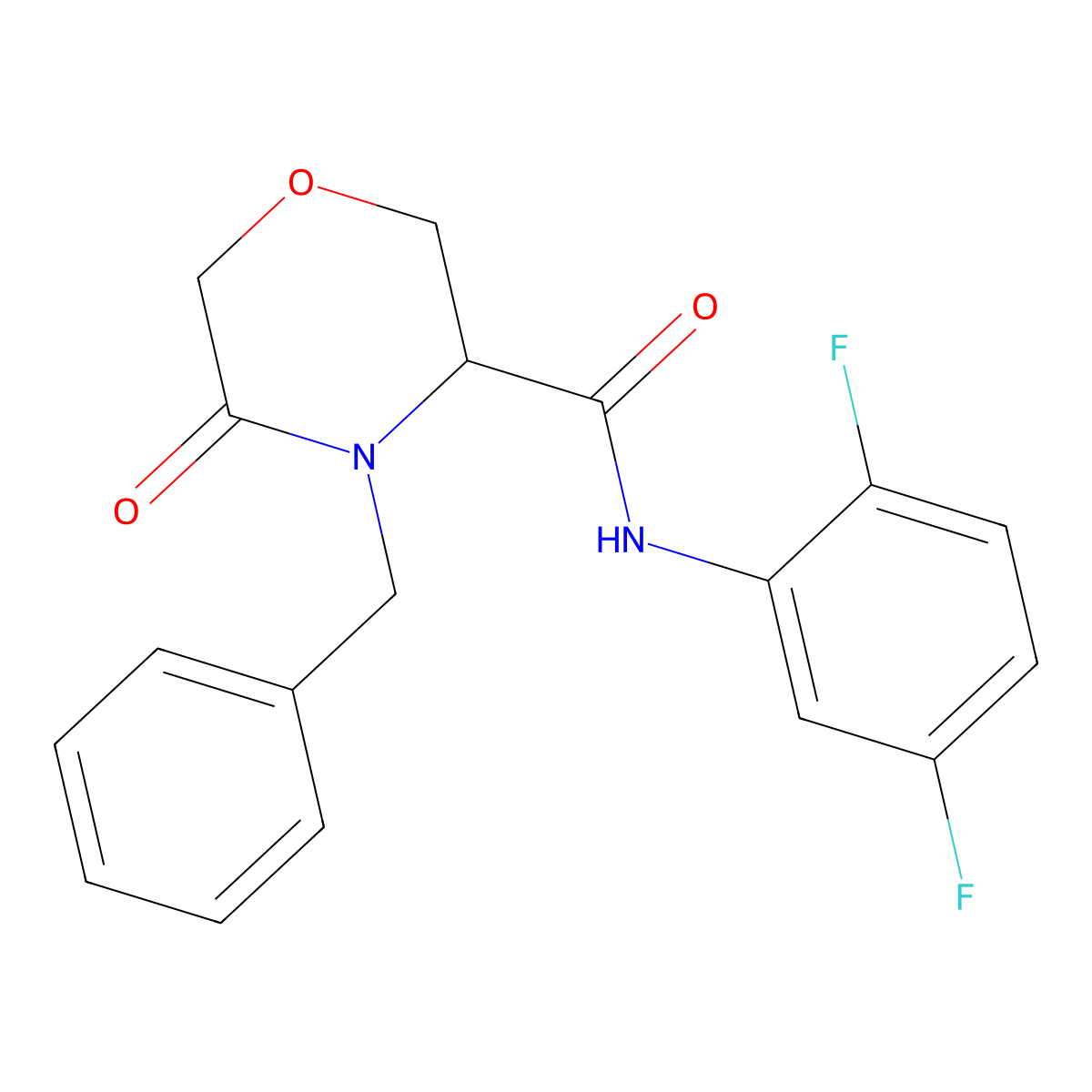 4-benzyl-N-(2,5-difluorophenyl)-5-oxomorpholine-3-carboxamide molecular structure, CAS 1351581-91-3