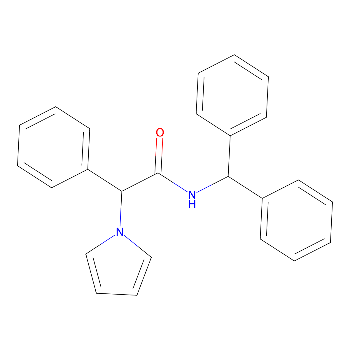 N-benzhydryl-2-phenyl-2-(1H-pyrrol-1-yl)acetamide molecular structure, CAS 1351581-93-5