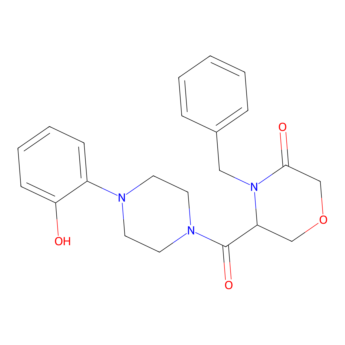 4-Benzyl-5-[4-(2-hydroxyphenyl)piperazine-1-carbonyl]morpholin-3-one molecular structure, CAS 1351581-94-6