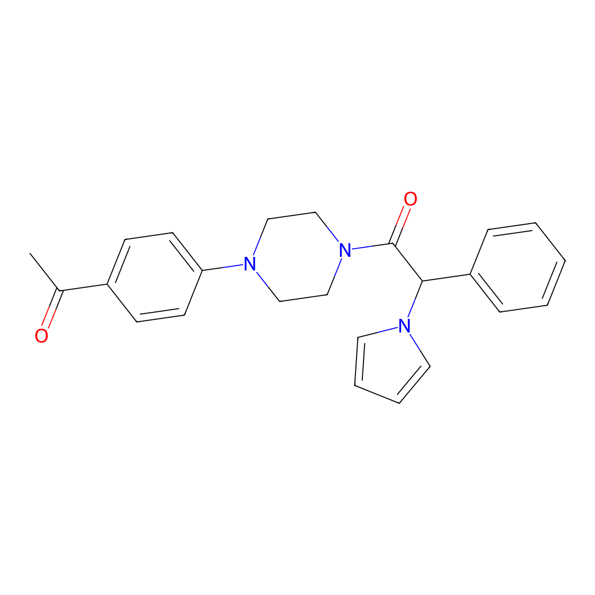 1-[4-(4-acetylphenyl)piperazin-1-yl]-2-phenyl-2-(1H-pyrrol-1-yl)ethan-1-one molecular structure, CAS 1351581-97-9