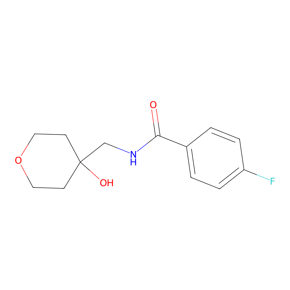 4-fluoro-N-[(4-hydroxyoxan-4-yl)methyl]benzamide molecular structure, CAS 1351581-99-1