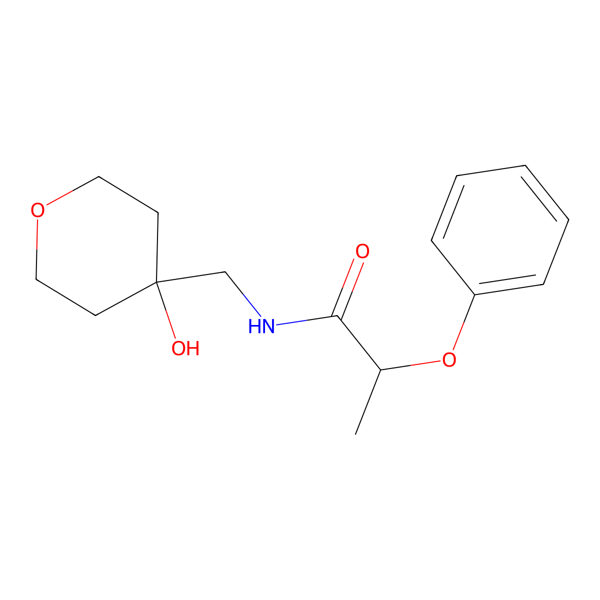 N-[(4-hydroxyoxan-4-yl)methyl]-2-phenoxypropanamide molecular structure, CAS 1351582-04-1