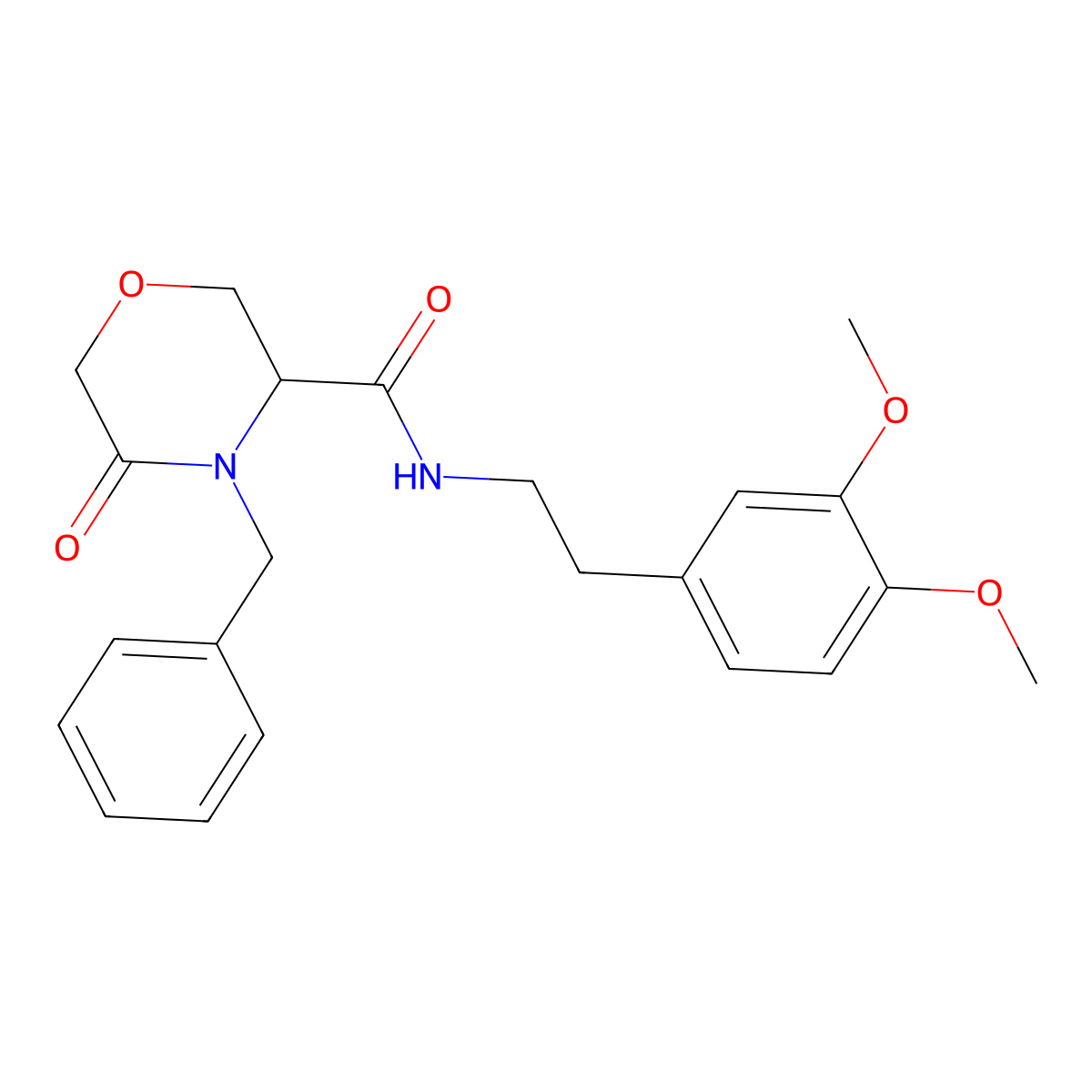 4-benzyl-N-(3,4-dimethoxyphenethyl)-5-oxomorpholine-3-carboxamide molecular structure, CAS 1351582-07-4