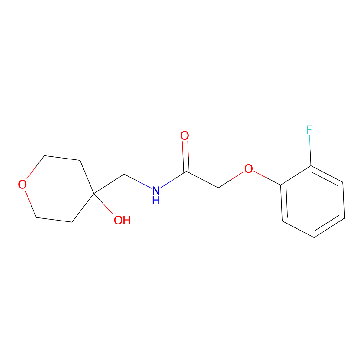 2-(2-fluorophenoxy)-N-((4-hydroxytetrahydro-2H-pyran-4-yl)methyl)acetamide molecular structure, CAS 1351582-08-5