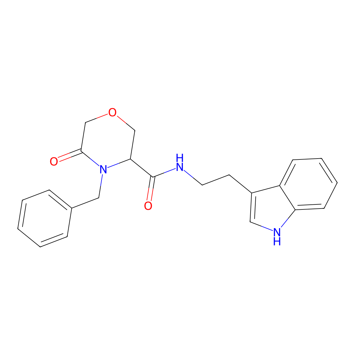 N-(2-(1H-indol-3-yl)ethyl)-4-benzyl-5-oxomorpholine-3-carboxamide molecular structure, CAS 1351582-15-4
