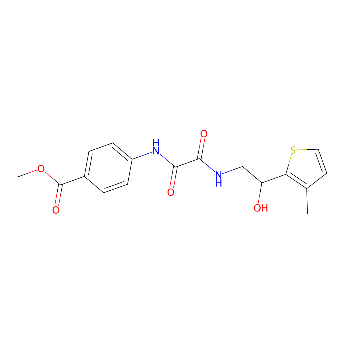 Methyl 4-(2-((2-hydroxy-2-(3-methylthiophen-2-yl)ethyl)amino)-2-oxoacetamido)benzoate molecular structure, CAS 1351582-19-8