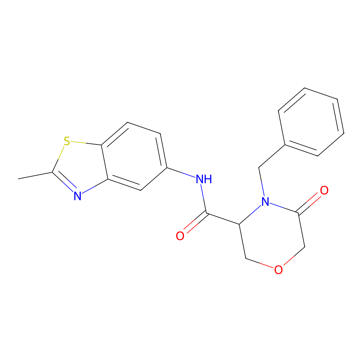 4-benzyl-N-(2-methylbenzo[d]thiazol-5-yl)-5-oxomorpholine-3-carboxamide molecular structure, CAS 1351582-23-4
