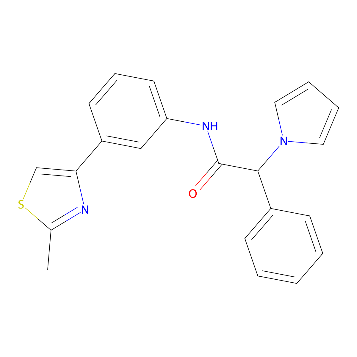 N-(3-(2-methylthiazol-4-yl)phenyl)-2-phenyl-2-(1H-pyrrol-1-yl)acetamide molecular structure, CAS 1351582-38-1