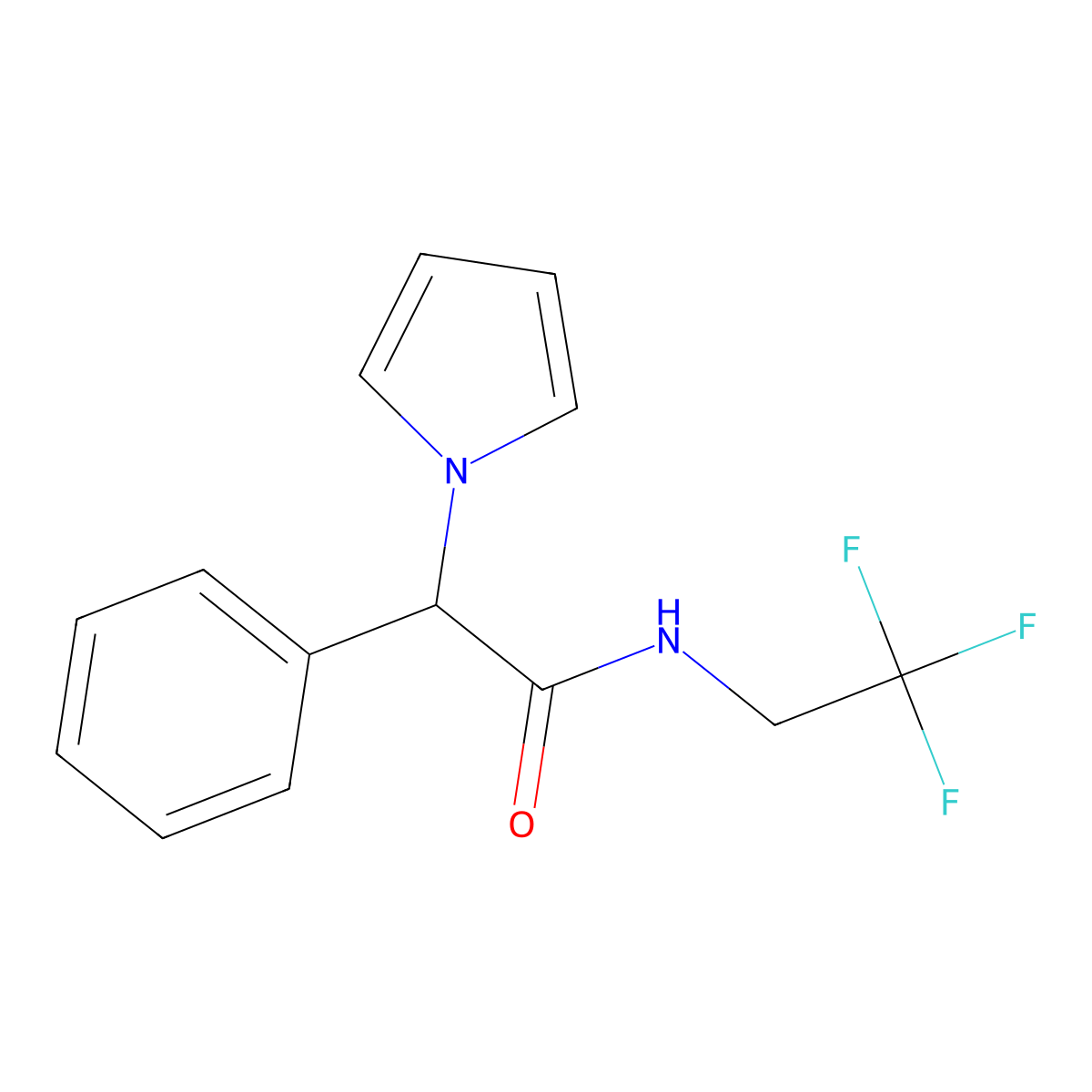 2-phenyl-2-(1H-pyrrol-1-yl)-N-(2,2,2-trifluoroethyl)acetamide molecular structure, CAS 1351582-39-2