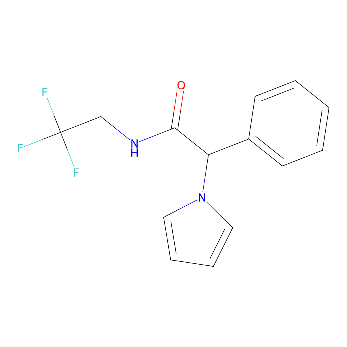 2-phenyl-2-(1H-pyrrol-1-yl)-N-(2,2,2-trifluoroethyl)acetamide molecular structure, CAS 1351582-39-2
