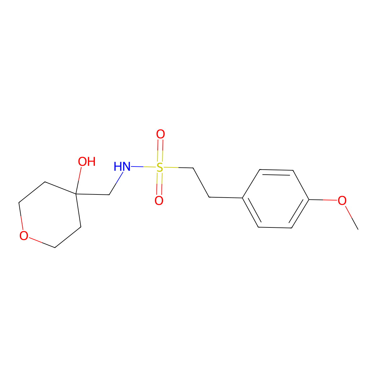 N-((4-hydroxytetrahydro-2H-pyran-4-yl)methyl)-2-(4-methoxyphenyl)ethanesulfonamide molecular structure, CAS 1351582-44-9