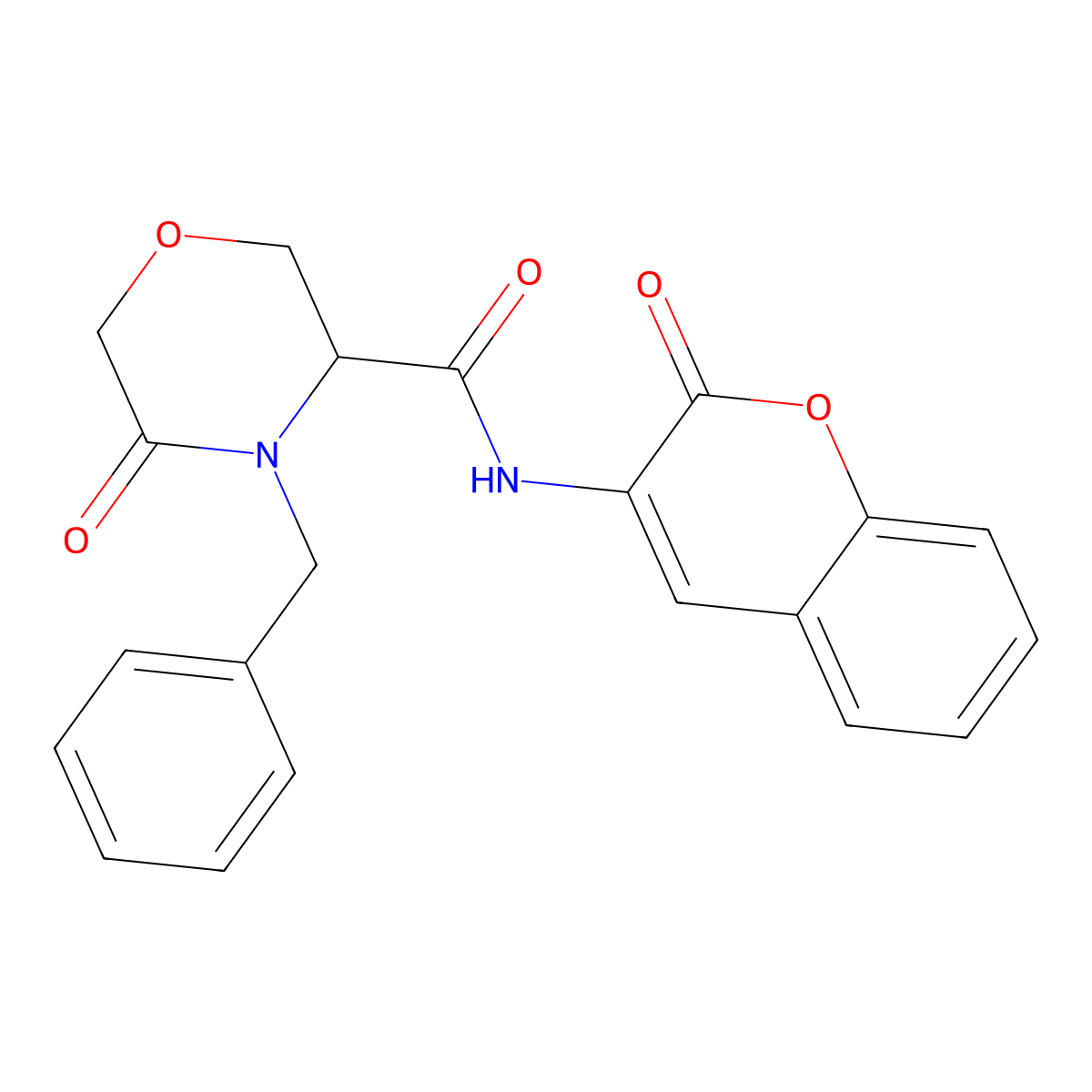 4-benzyl-5-oxo-N-(2-oxo-2H-chromen-3-yl)morpholine-3-carboxamide molecular structure, CAS 1351582-46-1
